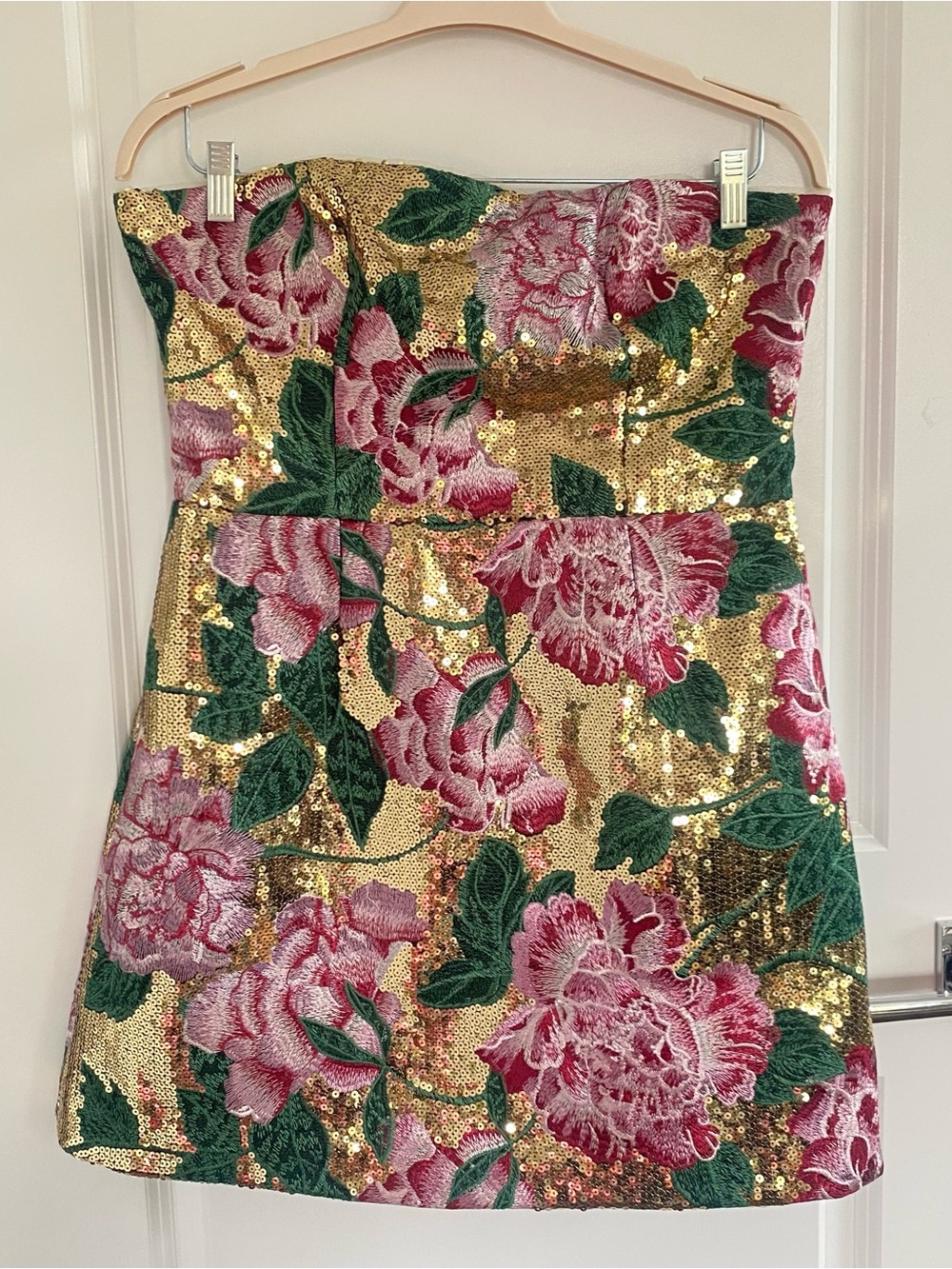 Anthropologie Dress The Population Scottie Strapless Sequin Mini Dress XL NWT - Picture 3 of 7